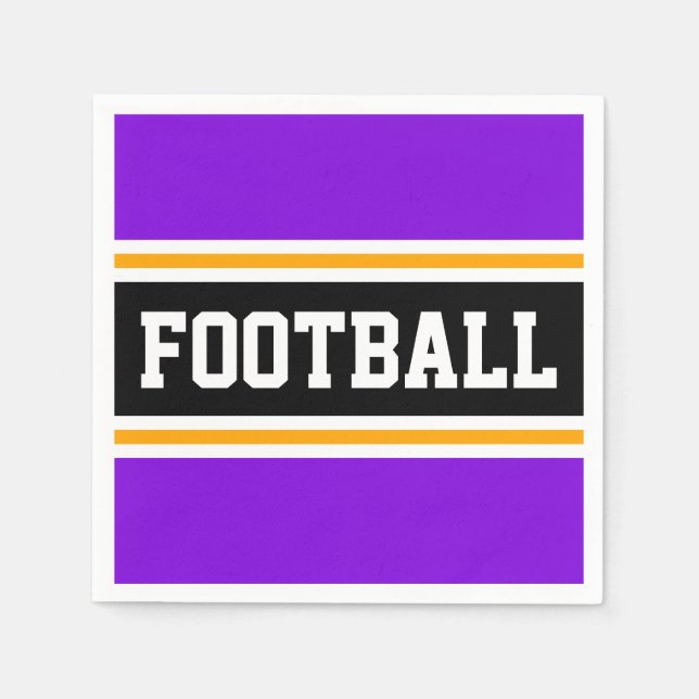 Serviette En Papier Bright violet noir blanc jaune rayures de FOOTBALL (Devant)