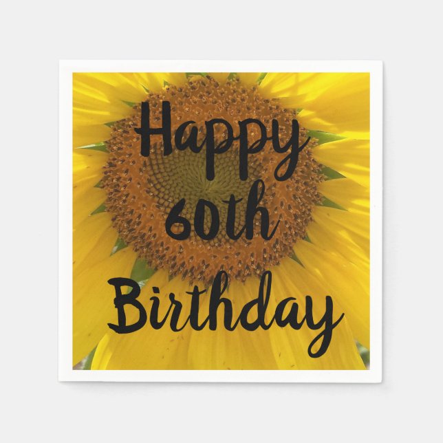 Serviette En Papier Bright Yellow Sunflower 60e Anniversaire Papier Na (Devant)