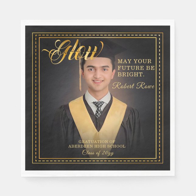 Serviette En Papier Brille. Touche d'or Éclairez votre avenir. (Devant)