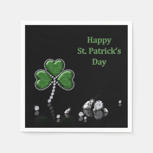 Serviette En Papier Brilliant Happy St. Patrick's Day Diamonds (Devant)