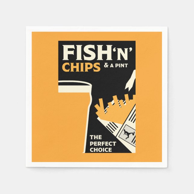 Serviette En Papier British Classic Fish and Chips (Devant)