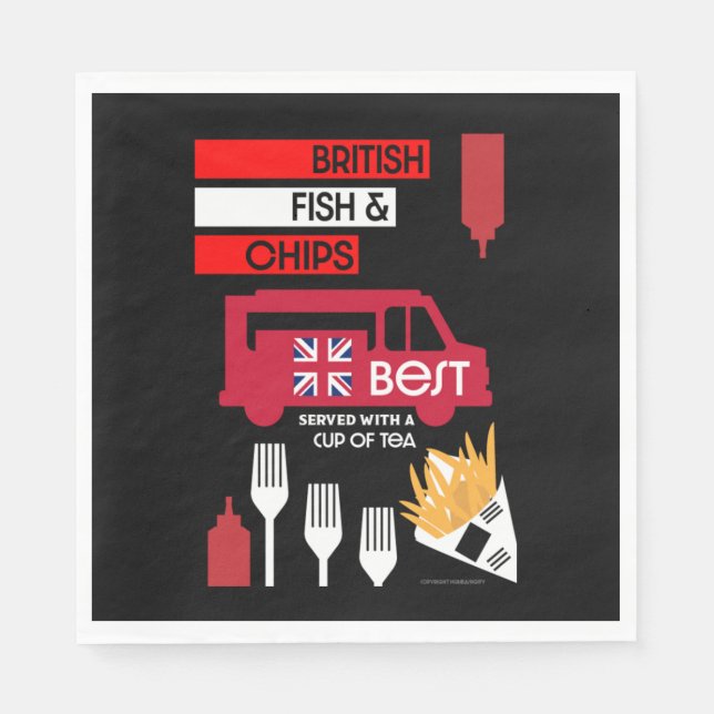 Serviette En Papier British Classic Fish and Chips (Devant)