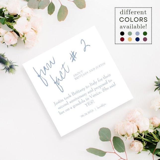 Serviette En Papier Brittany Modern Dusty Blue Fun fait #2 Mariage (Créateur téléchargé)