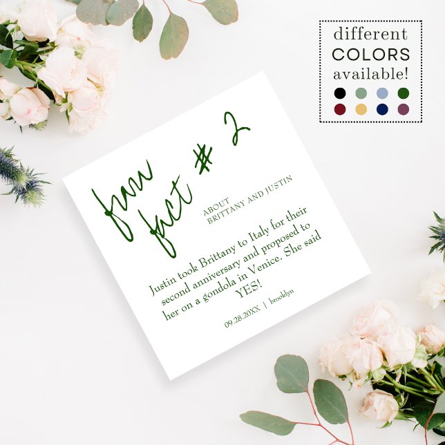 Serviette En Papier Brittany Modern Emerald Green Fun fait #2 Mariage (Créateur téléchargé)