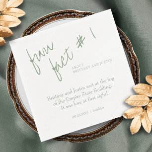 Serviette En Papier Brittany Modern Sage Green Fun fait #1 Mariage