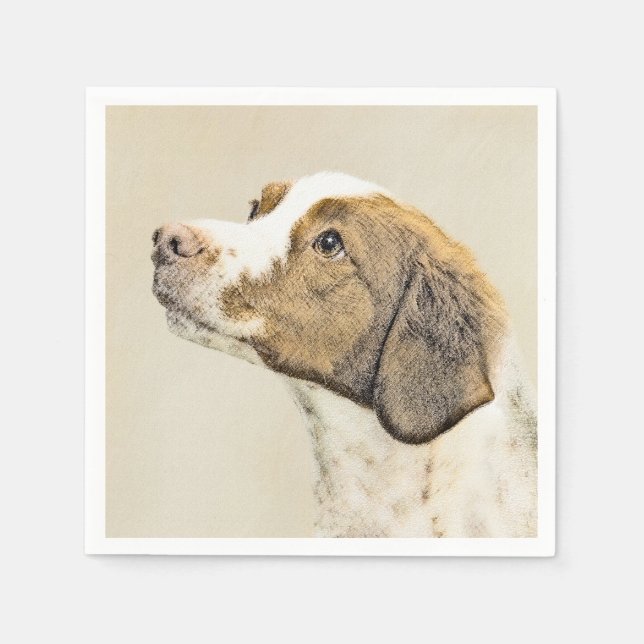 Serviette En Papier Brittany Peinture - Cute Original Chien Art (Devant)