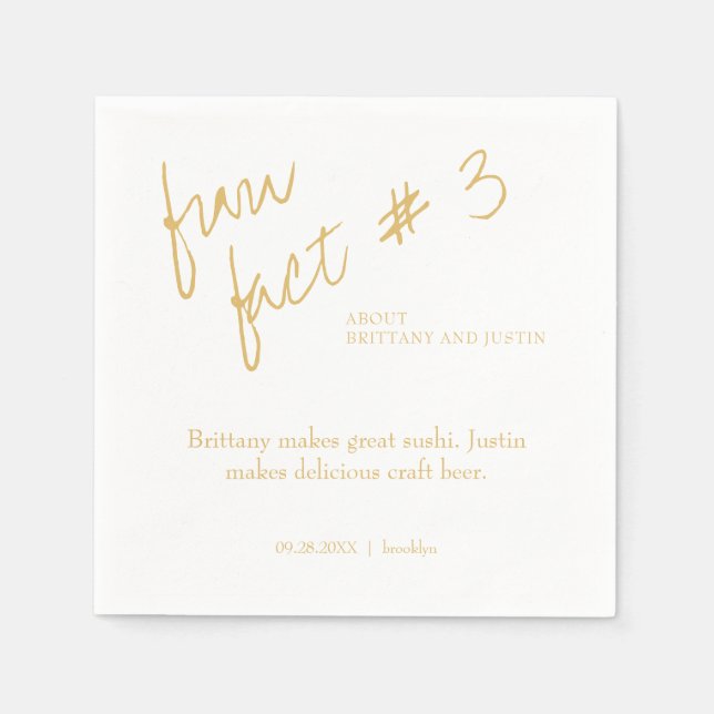 Serviette En Papier Brittany Simple Gold Fun Fait #3 Mariage (Devant)