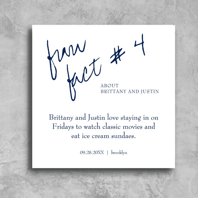 Serviette En Papier Brittany Simple Navy Blue Fun fait #4 Mariage (Créateur téléchargé)