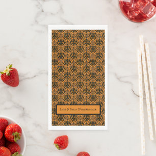 Serviette En Papier Brocard damassé victorien Halloween noir sur orang