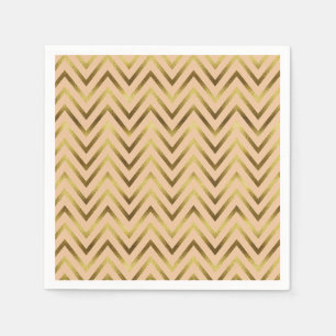 Serviette En Papier Broche et Or Chevron