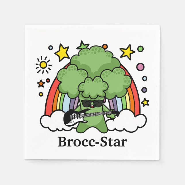 Serviette En Papier Brocoli vert Brocc, rock Star (Devant)