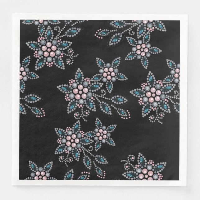 Serviette En Papier Broderie avec perles et perles. (Devant)