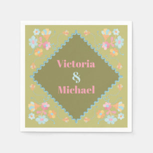 Serviette En Papier Broderie colorée