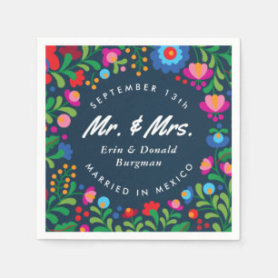 Serviette En Papier Broderie Mexicaine Bleue Destination Colorée
