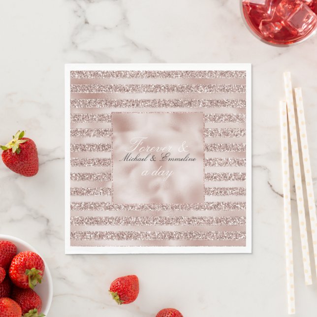 Serviette En Papier Broussailler Champagne Parties scintillant rose (En situation)