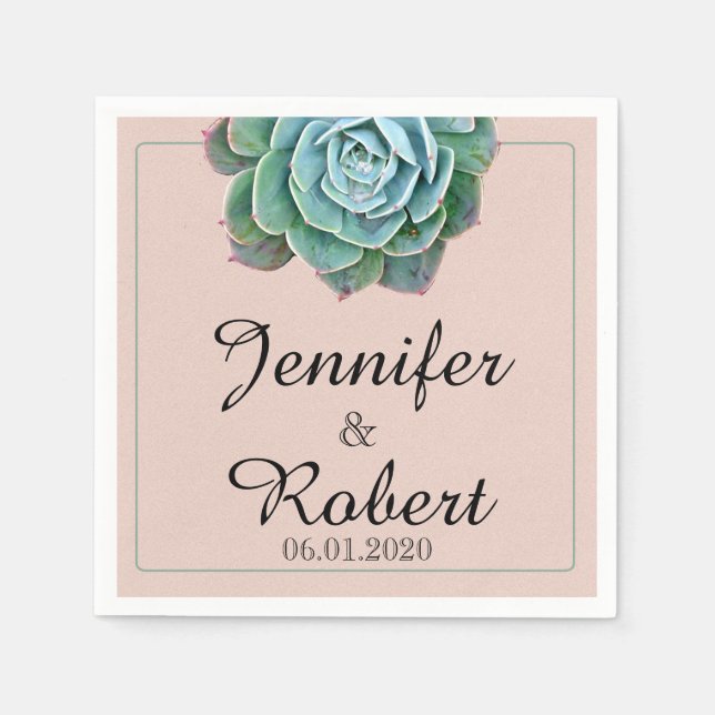 Serviette En Papier Broussailler Mariage Succulent Napkin (Devant)