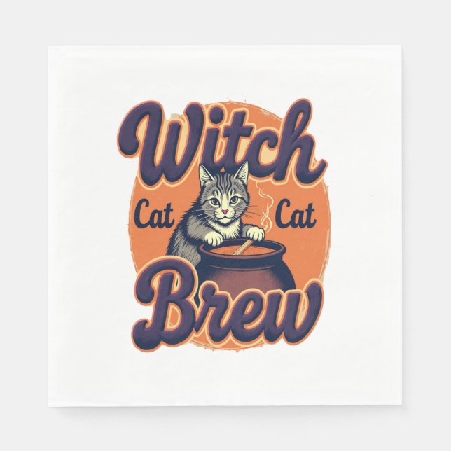 Serviette En Papier Brow Chat Sorcière (Devant)