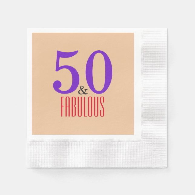 Serviette En Papier Brown 50 Et Fabuleux Anniversaire (Devant)