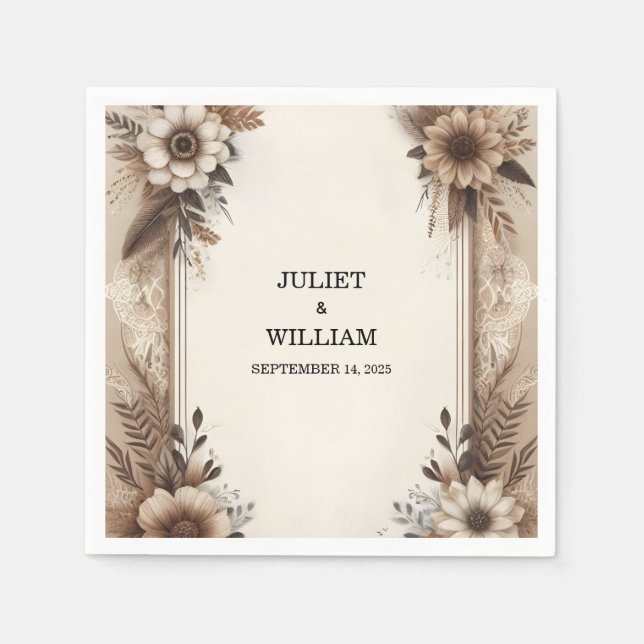 Serviette En Papier Brown Automne Bois Paperie Recyclé Mariage papier (Devant)