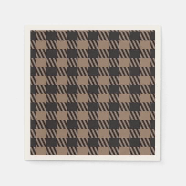 Serviette En Papier Brown Black En vichy Buffalo Plaid Farming (Devant)
