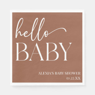 Serviette En Papier Brown Boho Bohemian Hello Baby shower bébé