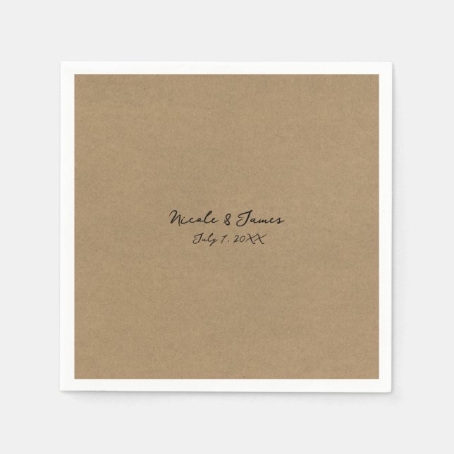 Serviette En Papier Brown Kraft minimal moderne Mariage (Devant)