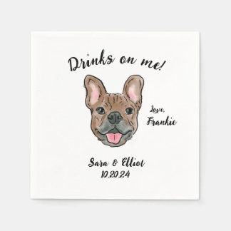 Serviette En Papier Brown Mariage Bulldog Cocktail Napkin