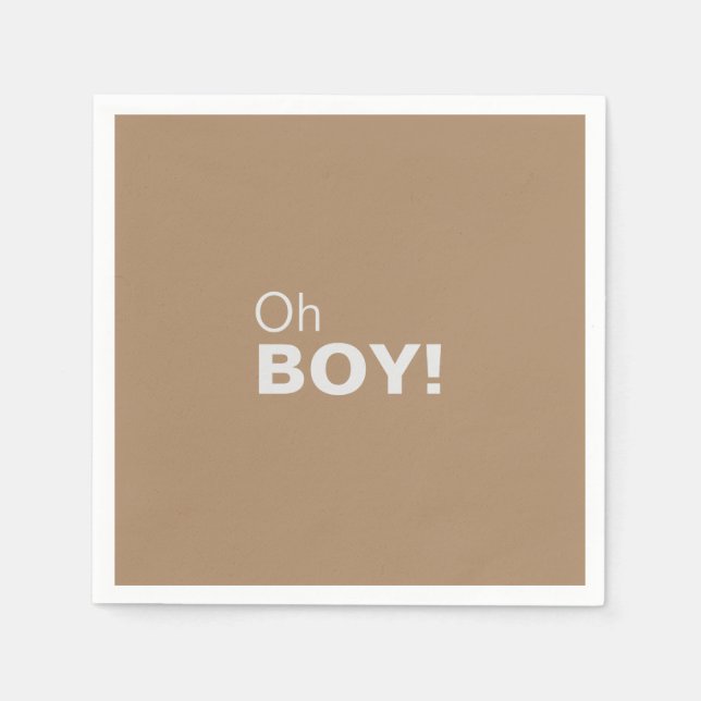 Serviette En Papier Brown minimaliste Oh Baby shower garçon (Devant)