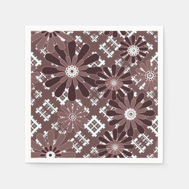 Serviette En Papier Brown, motif de fleurs (Devant)