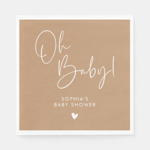 Serviette En Papier Brown Oh Baby Baby shower moderne Boho