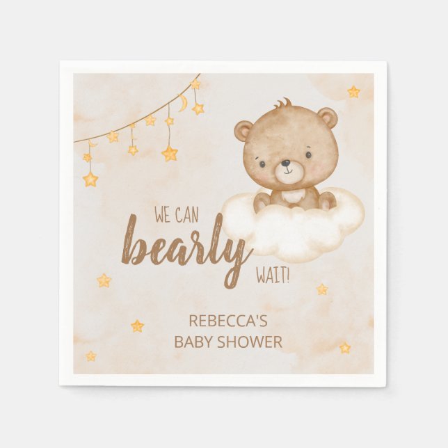 Serviette En Papier Brown Ours mignon Nous Pouvons Attendre Baby showe (Devant)