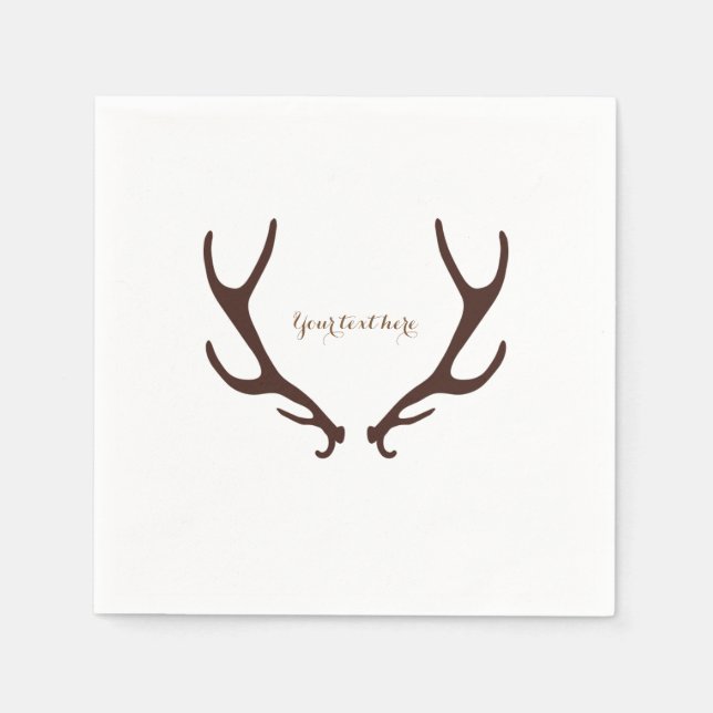 Serviette En Papier Brown Rustique Antlers Woodsy Wedding Party (Devant)