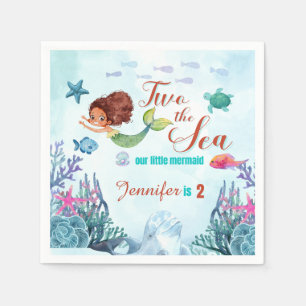 Serviette En Papier Brown Sirène Deux Filles de la Mer 2e anniversaire