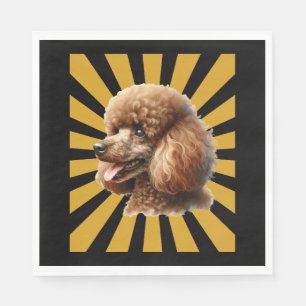 Serviette En Papier Brown Standard Poodle Retro Sunburst