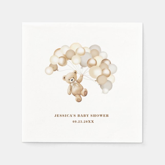 Serviette En Papier Brown Teddy Bear Baby Shower (Devant)