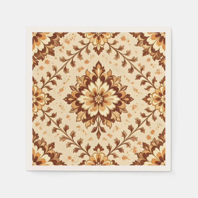 Serviette En Papier Brown vintage shabby pattern (Devant)
