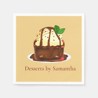 Serviette En Papier Brownie au Chocolat avec Crème Glacée Vanille