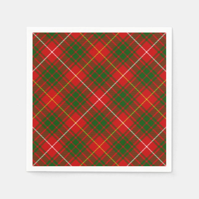 Serviette En Papier Bruce tartan rouge vert plaid (Devant)