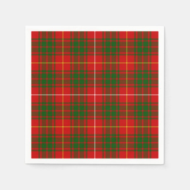 Serviette En Papier Bruce tartan rouge vert plaid (Devant)
