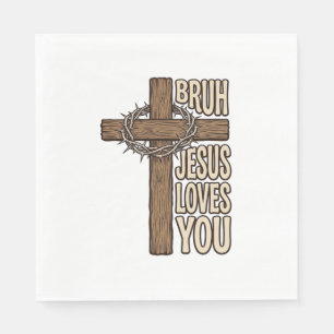 Serviette En Papier Bruh Jésus T'aime Croix Vintage Chrétien Vecto