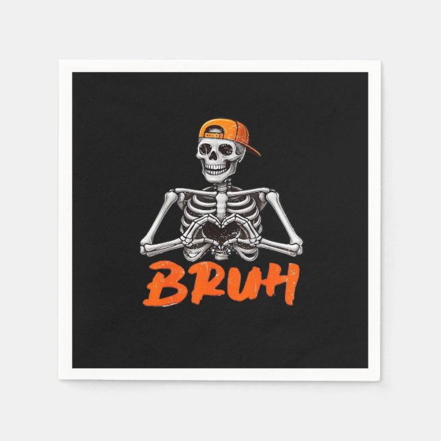 Serviette En Papier Bruh Skeleton Coeur main Halloween Costumes Hommes (Devant)