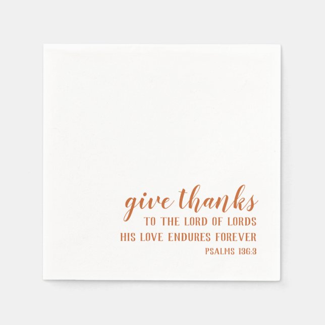 Serviette En Papier Brûlé Orange Donner Merci Religieux Thanksgiving (Devant)