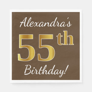 Serviette En Papier Brun, anniversaire d'or de Faux