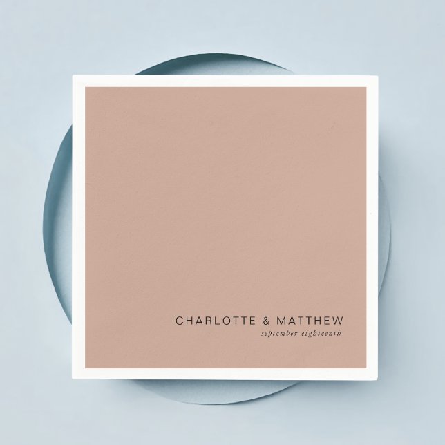 Serviette En Papier Brun-chocolat-clair moderne (Customer specific, beautiful, modern, minimal, light-chocolate-brown, wedding napkins.)