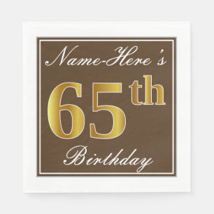 Serviette En Papier Brun élégant, anniversaire d'or de Faux