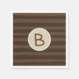 Serviette En Papier Brun Rayures Capricieuses Rustique Moderne Minimal