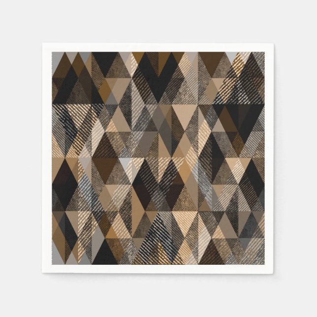 Serviette En Papier Brun rhombique texturé avec beige (Devant)