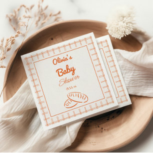 Serviette En Papier Brun Tiré À La Main Dans Le Baby shower Neutre Du