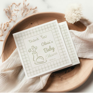 Serviette En Papier Brun Vert Tiré À La Main Dans Le Baby shower Du Fo