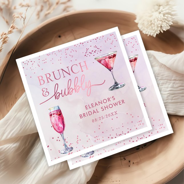 Serviette En Papier Brunch au champagne et Fête des mariées à bulles (Créateur téléchargé)